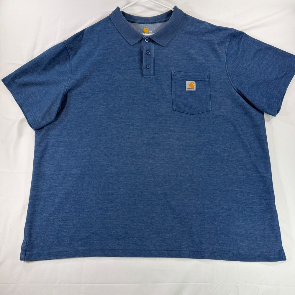 Carhartt Mens 3XL Blue Short Sleeve Pocket Polo Shirt Original Fit K570 413